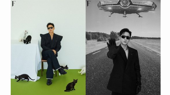 生活家韓庚佩戴Prada太陽(yáng)眼鏡拍攝寫真